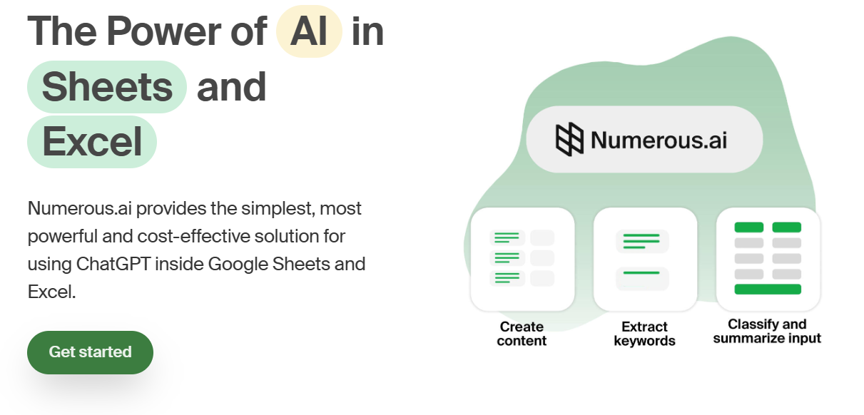 Numerous integra Excel y Google Sheets con ChatGPT